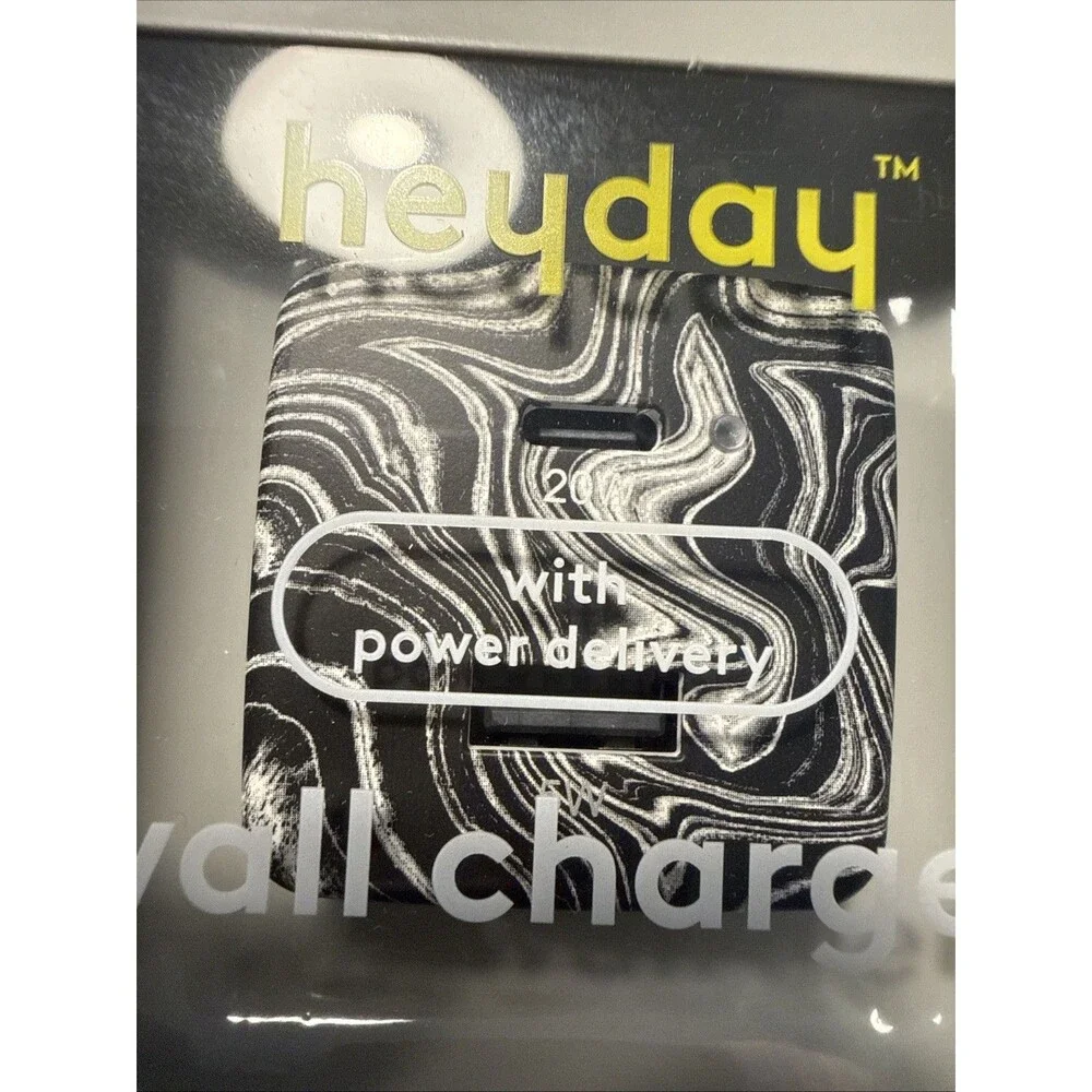 Heyday Artist Series Wall Charger 20W USB-C  + USB-A Power Ports Black Agate NWT